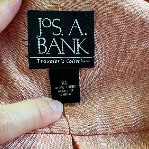 JoS. A. Bank Men's Pink 100% Linen Short Sleeve Button Down Shirt Size XL - Picture 6 of 7